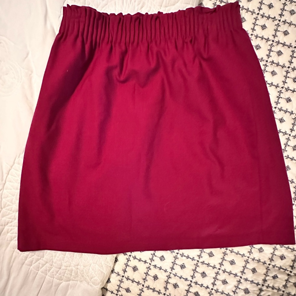 J. Crew Red Smocked Bubble Mini Skirt